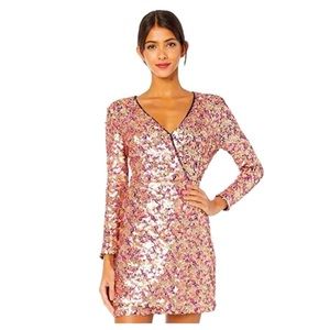 ML Monique Lhuiller Mini Sequins Long Sleeve Cocktail Evening Sheath Dress